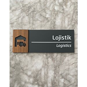 Wooden Serisi Lojistik Departman Kapı İsimliği Yönlendirme Levhası