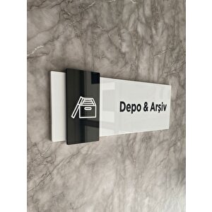 Basic Pearl Black Seri Depo Ve Arşiv Kapı İsimliği Yönlendirme Levhası