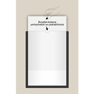 A4 Antrasit Belge Çerçevesi Kolay Değiştirilebilir Kendinden Yapışkanlı Duvar Ve Kapı Tipi Föylük