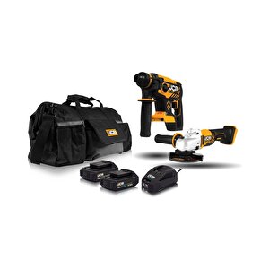 18blrh Kömürsüz Kırıcı-delici + 18ag Taşlama + 18 V 8.0 Ah Çift Akülü Set