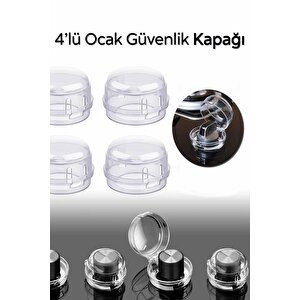 4 Adet Şeffaf Güvenlik Emniyet Kapağı Ocak Fırın Anahtarı Düğmesi Mit1167