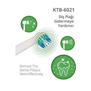 Ktb-6021 Döner Başlıklı Plak Giderici Pilli Diş Fırçası Beyaz