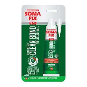 50 Ml Somafix Şeffaf Poliüretan Montaj Yapıştırıcı Dolap Toplama Clear Bond S70