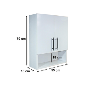 Ahşap Modern  2 Kapaklı Beyaz Lavabo Üstü Banyo Dolabı