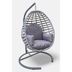 Royal Rattan Tekli Salıncak – Bahçe Ve Balkon Salıncağı - Minderli Ve Yaylı Model - Özel Teslimat