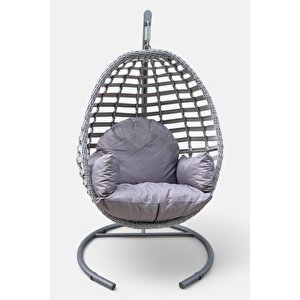 Royal Rattan Tekli Salıncak – Bahçe Ve Balkon Salıncağı - Minderli Ve Yaylı Model - Özel Teslimat