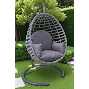 Royal Rattan Tekli Salıncak – Bahçe Ve Balkon Salıncağı - Minderli Ve Yaylı Model - Özel Teslimat