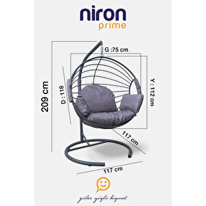 Niron Galaxy Tekli Salıncak - Bahçe Ve Balkon Salıncağı - Minderli Ve Yaylı Model - Özel Teslimat