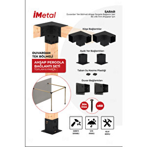 Sarar Ahşap Pergola Braket Seti Duvardan Tek Bölümlü 85 X 85 Mm Ahşaplar Için
