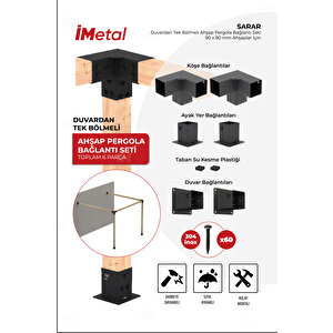 Sarar Ahşap Pergola Braket Seti Duvardan Tek Bölümlü 90x90 mm Ahşaplar Için
