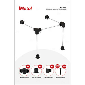 Sarar Ahşap Pergola Braket Seti Duvardan Tek Bölümlü 85 X 85 Mm Ahşaplar Için