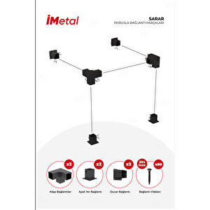 Sarar Ahşap Pergola Braket Seti Duvardan Tek Bölümlü 90x90 mm Ahşaplar Için