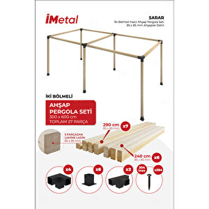 Sarar Ahşap Pergola Seti İki Bölümlü 85 X 85 Mm Ahşaplar Dahil