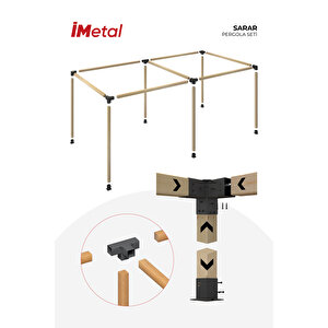Sarar Ahşap Pergola Seti İki Bölümlü 90x90 mm Ahşaplar Dahil