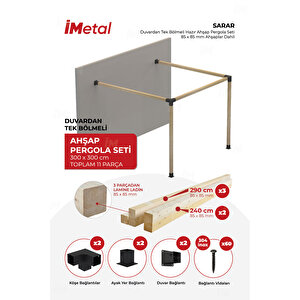 Sarar Ahşap Pergola Seti Duvardan Tek Bölümlü 85 X 85 Mm Ahşaplar Dahil
