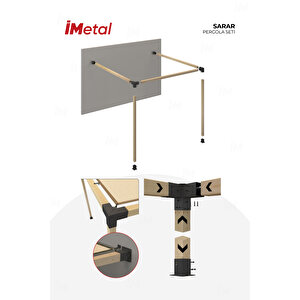 Sarar Ahşap Pergola Seti Duvardan Tek Bölümlü 90x90 mm Ahşaplar Dahil