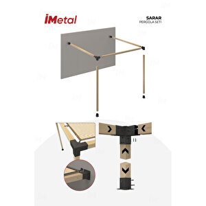 Sarar Ahşap Pergola Seti Duvardan Tek Bölümlü 85 X 85 Mm Ahşaplar Dahil