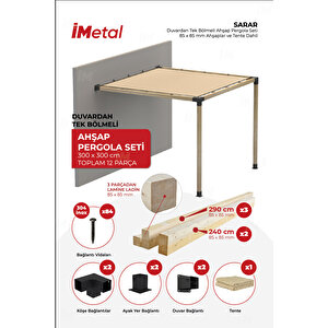 Sarar Ahşap Pergola Seti Duvardan Tek Bölümlü 85 X 85 Mm Ahşaplar Ve Tente Dahil