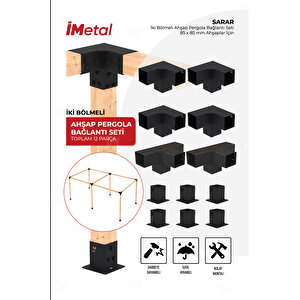Sarar Ahşap Pergola Braket Seti İki Bölümlü 85 X 85 Mm Ahşaplar Için