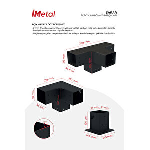 Sarar Ahşap Pergola Braket Seti İki Bölümlü 90x90 mm Ahşaplar Için