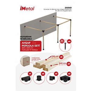Sarar Ahşap Pergola Seti Duvardan İki Bölümlü 85 X 85 Mm Ahşaplar Dahil