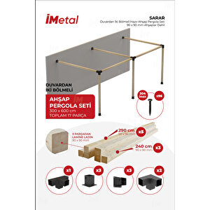 Sarar Ahşap Pergola Seti Duvardan İki Bölümlü 90x90 mm Ahşaplar Dahil