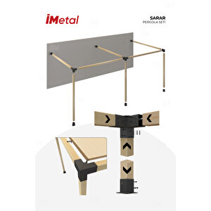 Sarar Ahşap Pergola Seti Duvardan İki Bölümlü 90x90 mm Ahşaplar Dahil