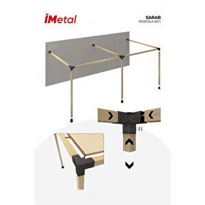 Sarar Ahşap Pergola Seti Duvardan İki Bölümlü 85 X 85 Mm Ahşaplar Dahil