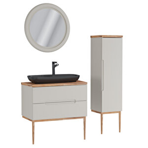 Ubm Monarc 80 Cm Lake Banyo Dolabı Krem