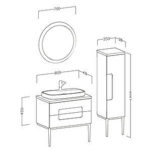 Ubm Monarc 80 Cm Lake Banyo Dolabı Krem