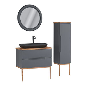 Monarc 80 Cm Lake Banyo Dolabı Antrasit