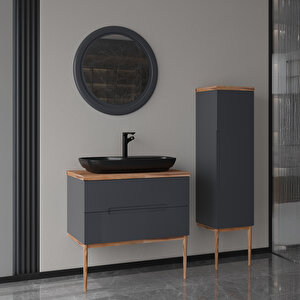 Ubm Monarc 80 Cm Lake Banyo Dolabı Antrasit