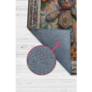 Voodoo Bebeği Figürlü Korku Temalı Salon Halı Koyu Renkli Halı Gotik Korku Sanatı Halısı 120x180 cm