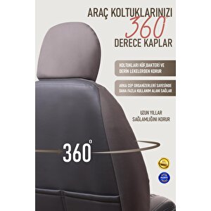 Dacia Jogger 5 Koltuk Uyumlu Lüx Deri Oto Koltuk Kılıfı Ön Arka Takım Diamond Füme