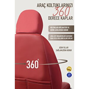 Opel Mokka Uyumlu Lüx Deri Oto Koltuk Kılıfı Ön Arka Takım Diamond Bordo