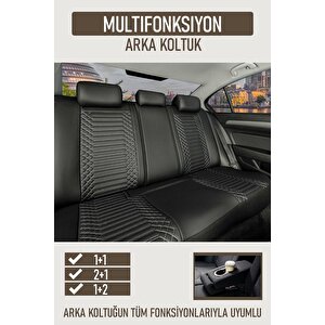 Toyota Corolla Terra E140 2002-2006 Uyumlu Lüx Deri Oto Koltuk Kılıfı Ön Arka Takım Diamond Siyah Beyaz Siyah - Beyaz