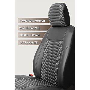 Toyota Corolla Terra E140 2002-2006 Uyumlu Lüx Deri Oto Koltuk Kılıfı Ön Arka Takım Diamond Siyah Beyaz
