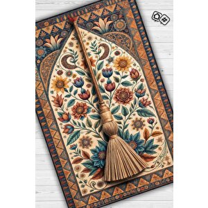 Cadı Süpürgesi Korku Temalı Halı Çiçekli Renkli Oturma Odası Halısı Cadı Süpürgesi Halısı 120x180 cm
