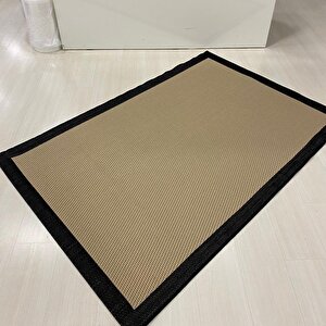 Firdevslife Jüt Sisal Halı 9716 Bej Siyah Serisi Salon Oturma Yatak Odası Halısı
