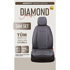 Opel Astra K Hatchback Uyumlu Lüx Deri Oto Koltuk Kılıfı Ön Arka Takım Diamond Füme Füme