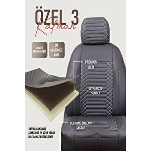 Toyota Avensis 2003-2009 Uyumlu Lüx Deri Oto Koltuk Kılıfı Ön Arka Takım Diamond Füme Füme