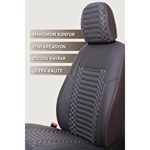 Toyota Avensis 2003-2009 Uyumlu Lüx Deri Oto Koltuk Kılıfı Ön Arka Takım Diamond Füme Füme