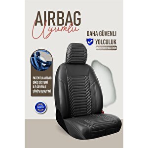Fiat Linea Uyumlu Lüx Deri Oto Koltuk Kılıfı Ön Arka Takım Diamond Siyah Beyaz