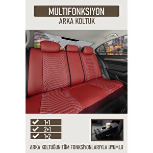 Peugeot 306 Platinum Uyumlu Lüx Deri Oto Koltuk Kılıfı Ön Arka Takım Diamond Bordo Bordo