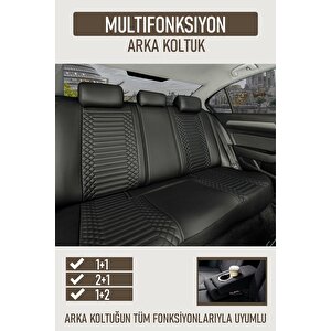 Fiat Linea Uyumlu Lüx Deri Oto Koltuk Kılıfı Ön Arka Takım Diamond Tam Siyah Siyah