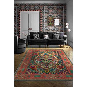Ailen Figürlü Korku Temalı Uzaylı Salon Halısı Mor Renkli Oturma Odası Halı Konsept Halı 200x300 cm