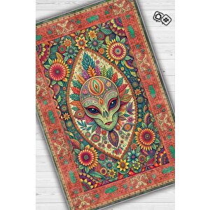 Ailen Figürlü Korku Temalı Uzaylı Salon Halısı Mor Renkli Oturma Odası Halı Konsept Halı 200x300 cm