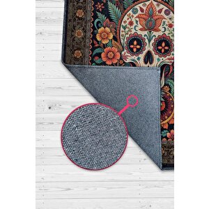 Kurukafa Figürlü Korku Temalı Salon Halısı Gotik Çok Renkli Oturma Odası Halı Konsept Halı 80x120 cm