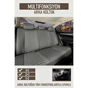 Renault Megane 3 Hatchback 2012-2016 Uyumlu Lüx Deri Oto Koltuk Kılıfı Ön Arka Takım Diamond Füme