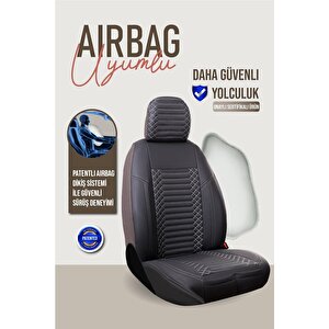 Renault Megane 3 Hatchback 2012-2016 Uyumlu Lüx Deri Oto Koltuk Kılıfı Ön Arka Takım Diamond Füme
